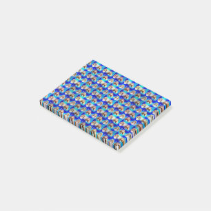 Blaues Abstraktes Cavalier-Hundmuster, Post-it Klebezettel