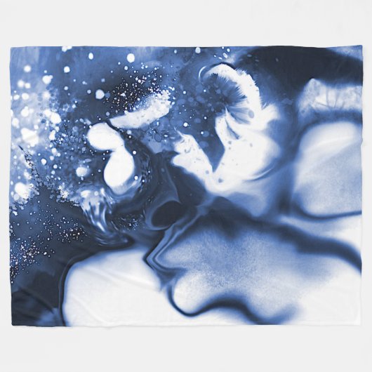Blaues abstraktes Design Digitales Bild Fleecedecke (Vorderseite (Horizontal))