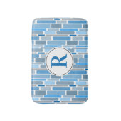 Blaues abstraktes Design. Personalisierbar. Badematte (Vorderseite Vertikal)