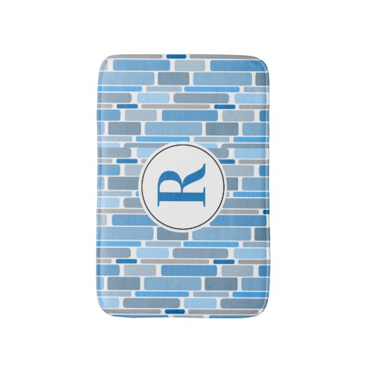 Blaues abstraktes Design. Personalisierbar. Badematte (Vorderseite Vertikal)