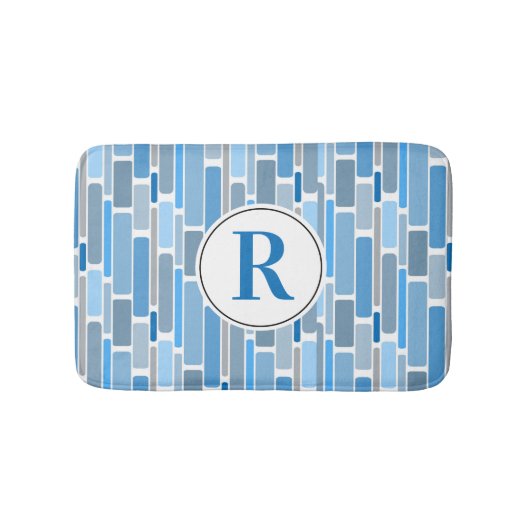 Blaues abstraktes Design. Personalisierbar. Badematte (Vorderseite)