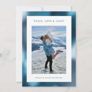 Blaues abstraktes Farbverlauf-Hanukkah-Foto Feiertagskarte