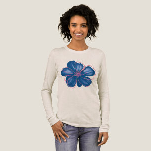 Blaues abstraktes florales Langarmshirt Modern W Tri-Blend Shirt