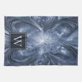 Blaues Abstraktes Geblüht Monogramm Handtuch (Horizontal)