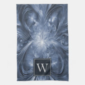 Blaues Abstraktes Geblüht Monogramm Handtuch (Vertikal)
