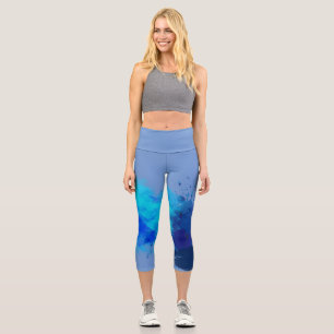 Blaues abstraktes Gemälde Capri Leggings