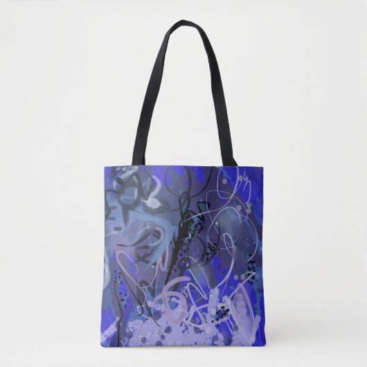 Blaues abstraktes Gemälde Tasche (Vorderseite)