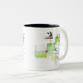 Blaues Abstraktes geometrisches grünes Schwarz Zweifarbige Tasse (VorderseiteRechts)