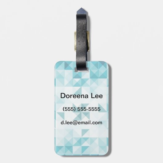 Blaues Abstraktes geometrisches Hintergrundbild Gepäckanhänger (Rückseite vertikal)