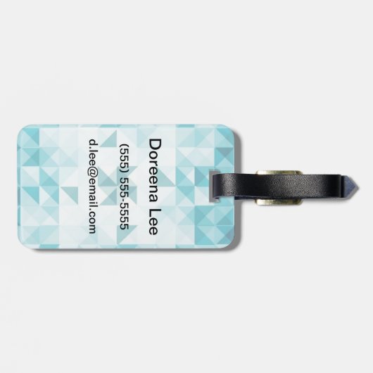 Blaues Abstraktes geometrisches Hintergrundbild Gepäckanhänger (Rückseite horizontal)