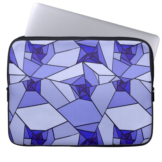 Blaues Abstraktes geometrisches Muster Laptopschutzhülle (Vorderseite)