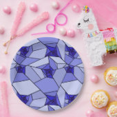 Blaues Abstraktes geometrisches Muster Pappteller (Party)