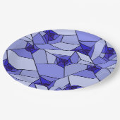 Blaues Abstraktes geometrisches Muster Pappteller (Schrägansicht)