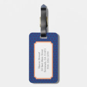 Blaues abstraktes geometrisches Mustermonogramm Gepäckanhänger (Rückseite vertikal)