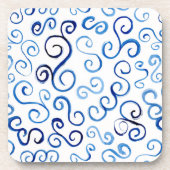 Blaues Abstraktes, gewelltes Muster Getränkeuntersetzer (Vorderseite)