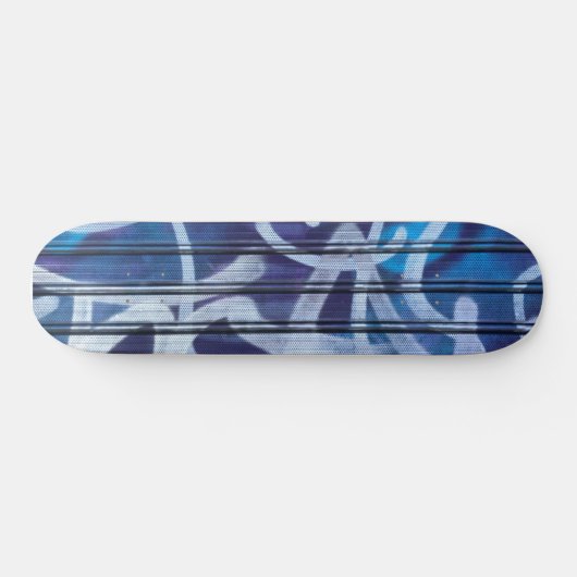 Blaues abstraktes Grafitti Muster Skateboard (Horizontal)