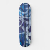 Blaues abstraktes Grafitti Muster Skateboard (Vorderseite)