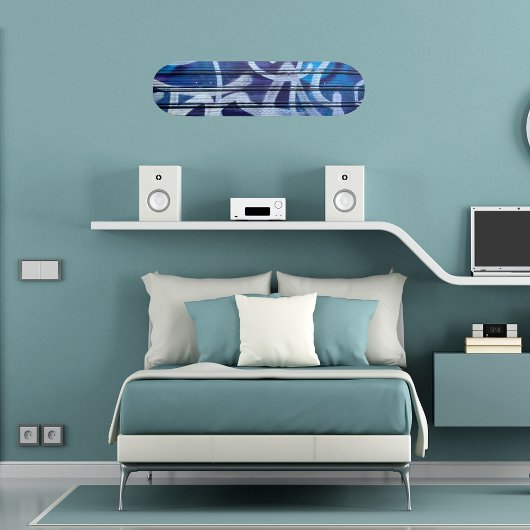 Blaues abstraktes Grafitti Muster Skateboard