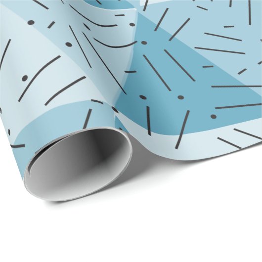 Blaues Abstraktes Kunstdreieck-Muster Geschenkpapier (Rolleneckpunkt)