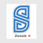 Blaues abstraktes Letter S geometrisches Monogramm Aufkleber (Blatt)