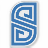 Blaues abstraktes Letter S geometrisches Monogramm Aufkleber (Vorderseite)