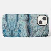 Blaues abstraktes Marmor-iPhone 13 Case. iPhone Hülle (Rückseite (Horizontal))