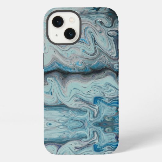 Blaues abstraktes Marmor-iPhone 13 Case. iPhone Hülle (Rückseite)