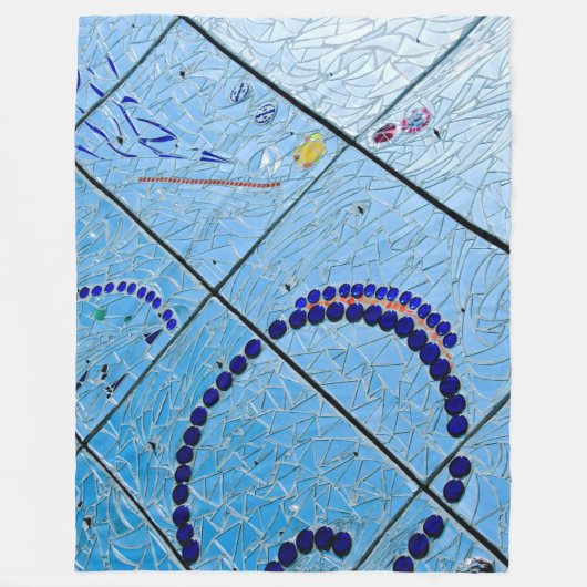 Blaues Abstraktes Mosaik Fleecedecke (Vorderseite)