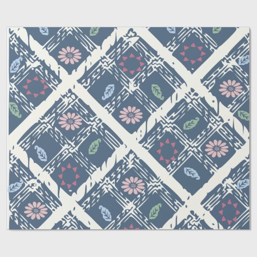 Blaues Abstraktes Muster Geschenkpapier (Flach)