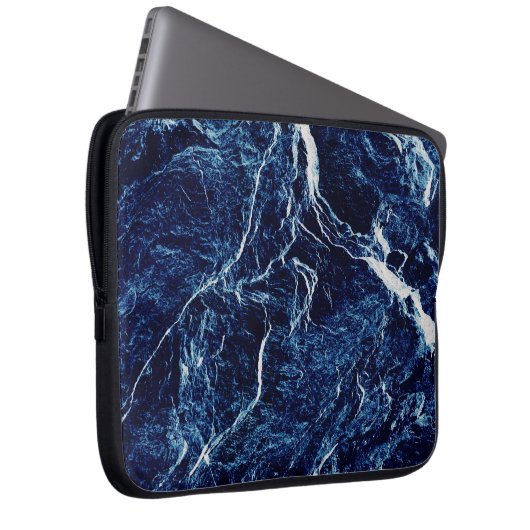 Blaues Abstraktes Muster Laptopschutzhülle (Vorne Rechts)