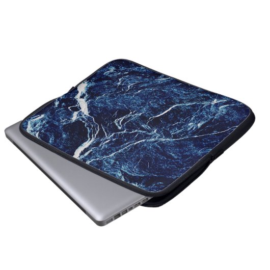 Blaues Abstraktes Muster Laptopschutzhülle (Vorne Knopf)