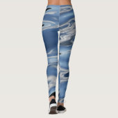 Blaues abstraktes Muster Leggings (Rückseite)