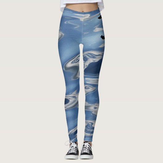 Blaues abstraktes Muster Leggings (Vorderseite)
