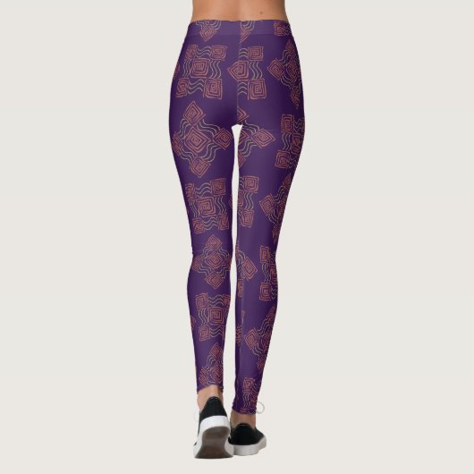 Blaues Abstraktes Muster Leggings (Rückseite)