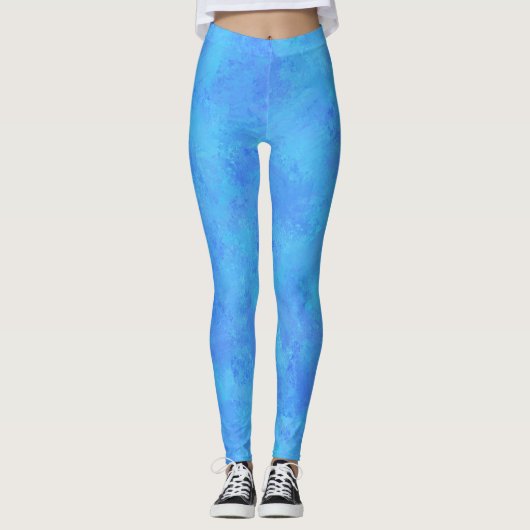 Blaues Abstraktes Muster Leggings (Vorderseite)
