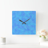 Blaues Abstraktes Muster Quadratische Wanduhr (Zuhause)