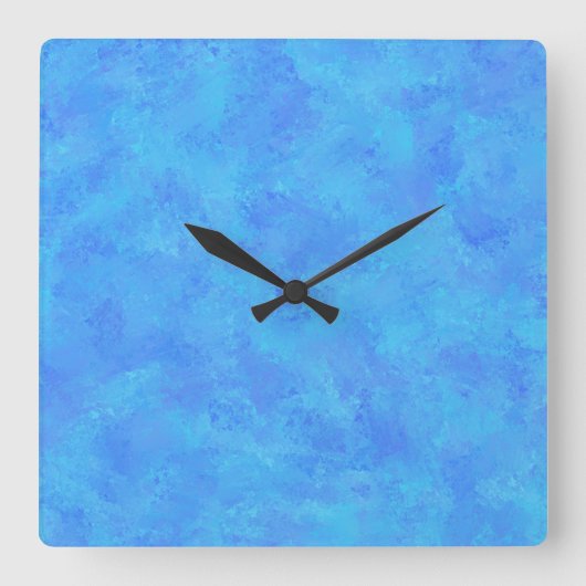 Blaues Abstraktes Muster Quadratische Wanduhr (Vorderseite)