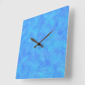 Blaues Abstraktes Muster Quadratische Wanduhr (Winkel)