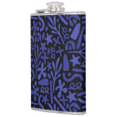 blaues abstraktes nahtloses Muster Flachmann (Links)