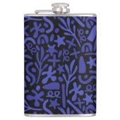 blaues abstraktes nahtloses Muster Flachmann (Vorderseite)