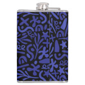 blaues abstraktes nahtloses Muster Flachmann (Rückseite)