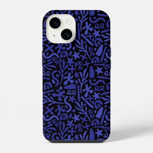 blaues abstraktes nahtloses Muster iPhone Hülle (Rückseite)