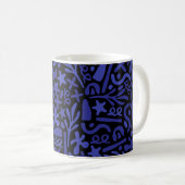 blaues abstraktes nahtloses Muster Kaffeetasse (VorderseiteRechts)