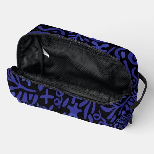 blaues abstraktes nahtloses Muster Waschbeutel (Offen)