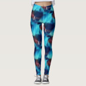 Blaues Abstraktes Pinselstrichmuster Leggings (Vorderseite)