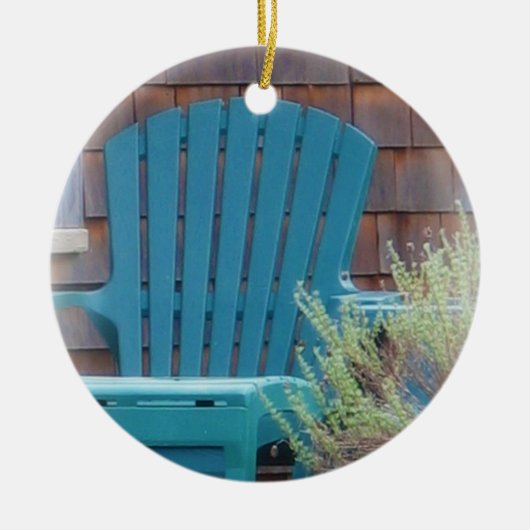 Blaues Adirondack Keramik Ornament (Vorne)