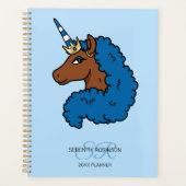 Blaues Afro-Einhorn Planer (Vorderseite)