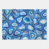 Blaues Agate Geodes-Kristall-Muster Geschenkpapier Set (Vorderseite 3)
