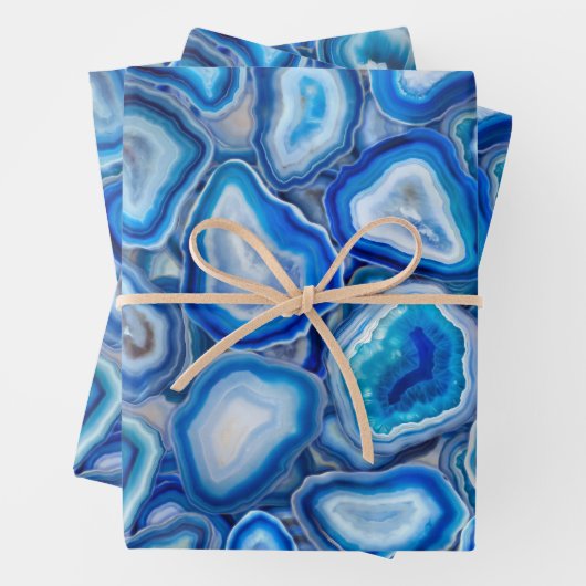 Blaues Agate Geodes-Kristall-Muster Geschenkpapier Set (Beispiel)