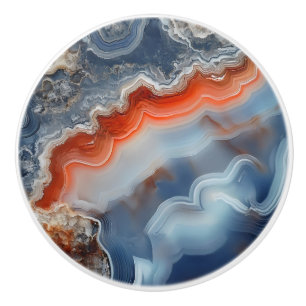 Blaues Agate-Muster Keramikknauf